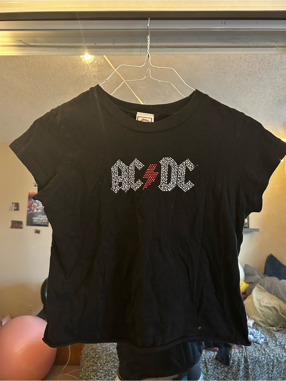 AC/DC Black Rhinestone Logo Baby Tee